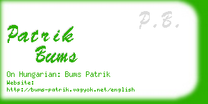 patrik bums business card